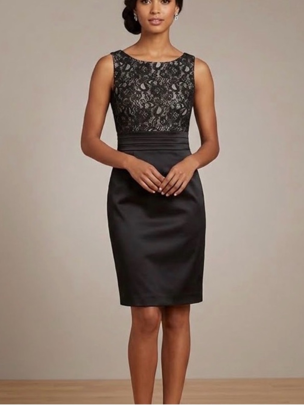H&M Lace Top Satin Bottom Form Fitting Pencil Skirt Dress sz 8 EUC